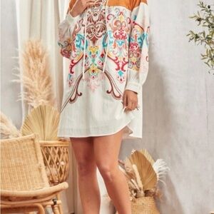 Savanna Jane embroidered tunic /Colorful Bohemian Tunic Dress Size S NWT